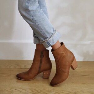 NEW BEEK Made In Mexico Leather Catbird Booties in Cognac for women 825 13m8